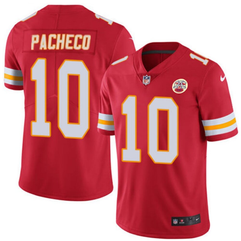 ISIAH PACHECO 10 - KANSAS CITY CHIEFS RED STITCHED FOOTBALL JERSEY